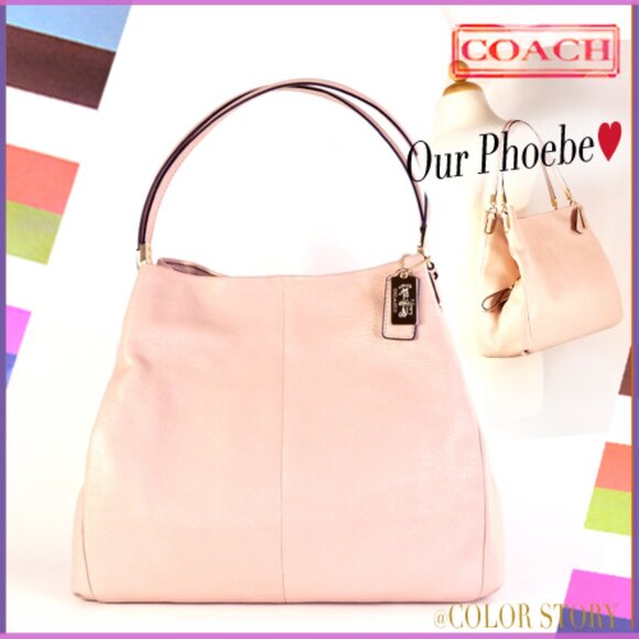 Coach Madison Leather Phoebe 26224 Peach Rose Pebbled Leather Shoulder Bag - Picture 2 of 16